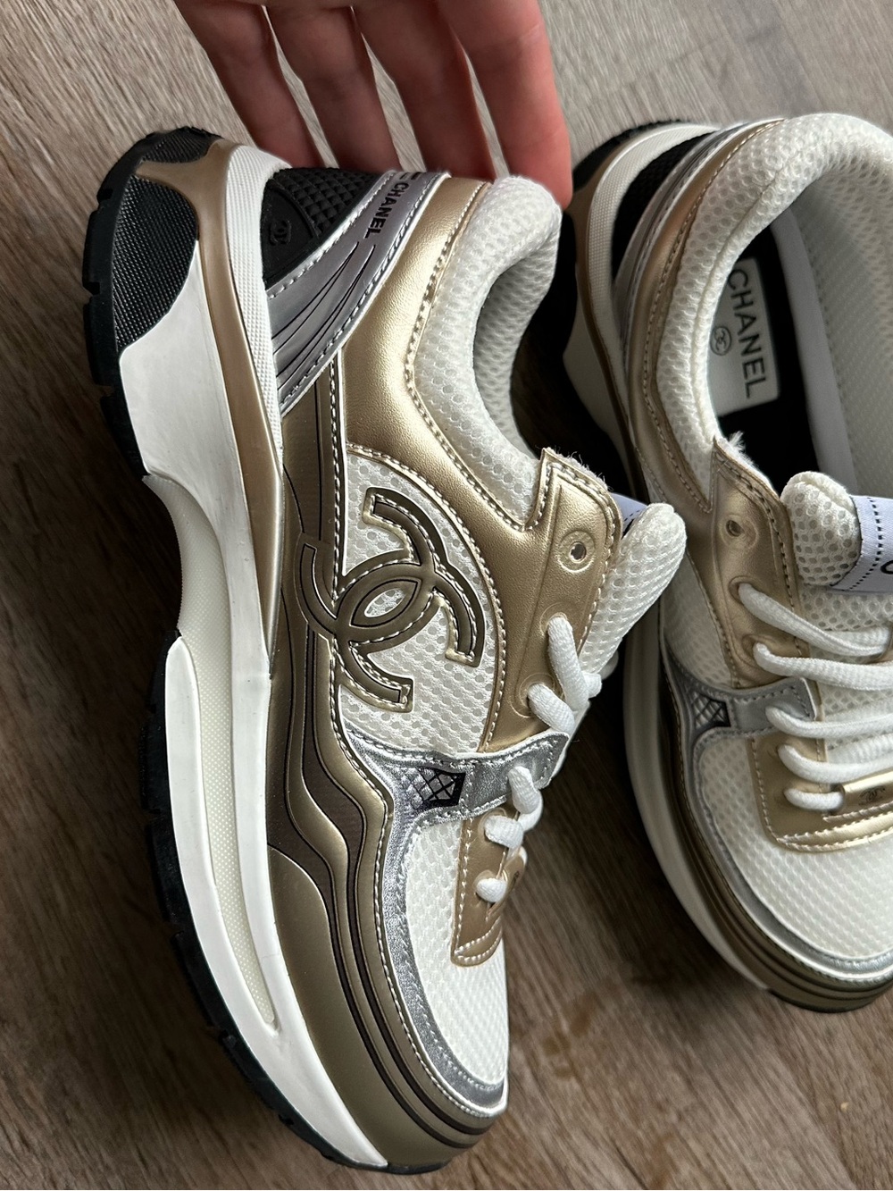 CHANEL Gold Sneakers - Picture 4 of 7